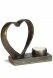 Sculpture d'Art Funéraire 'Coeur avec Bougeoir' en bronze