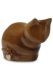 Urne funéraire pour chat en céramique faite main avec petit cœur - brune