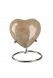 Petite urne cinéraire cœur 'Elegance' aspect pierre naturelle beige (avec support)