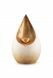Urne funéraire en forme de goutte avec petit cœur doré – blanc avec feuille d’or