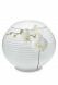 Urne Funéraire en porcelaine blanche 'Sphère avec Tranche de Fleurs'