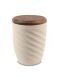 Urne funéraire en céramique « Twist » beige avec couvercle en noyer