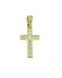 Pendentif mémoire en 14 carat or jaune « Croix » avec zirconium