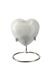 Petite urne cinéraire cœur « Elegance » aspect pierre naturelle blanc-gris (avec support)