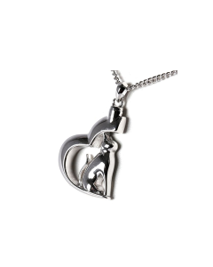 Pendentif funéraire « Chat et cœur » argent (925)