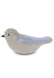 Mini-urne en céramique « Oiseau » bleu clair