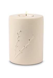 Mini urne cendres en céramique « Rondo » avec bougeoir beige