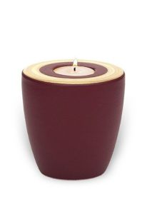 Mini urne pour cendres « Luna » avec bougeoir rouge mûre
