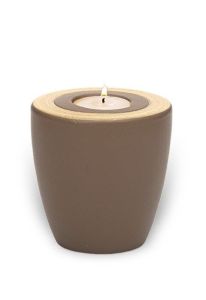 Mini urne funéraire « Luna » avec bougeoir Teak or