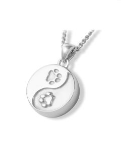 Bijou pendentif cinéraire en argent (925) « Yin Yang » avec empreinte de patte