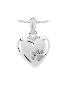 Pendentif memoire argent (925) Cœur avec empreintes de pattes