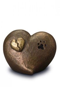Urne Funéraire pour Animal en Céramique Bronze « Cœur Brisé »