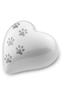 Urne cendres animal en laiton « Cœur avec pattes » | blanc | petit