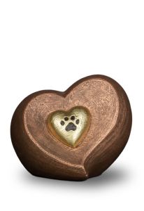 Urne pour animaux en forme de cœur avec empreinte - grande