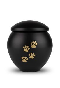 Urne-animal noir avec impression de pattes or