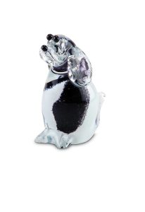 Mini-urne en verre cristal « Chien » noir / blanc