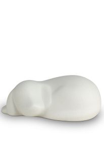 Urne-chien « Chien couché » blanc
