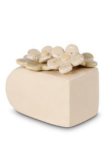 Petite urne funéraire en céramique « Flowerbox » beige