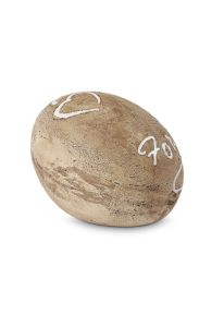 Plaque funéraire beige avec double cœur « Forever »