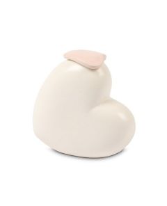 Mini urne funéraire « Pour toujours dans nos cœurs » avec couvercle en forme de cœur rose