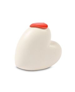 Mini urne funéraire « Pour toujours dans nos cœurs » avec couvercle en forme de cœur rouge
