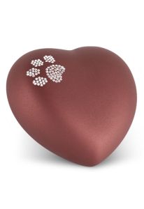 Urne-animal cœur « Empreinte de patte Swarovski » (couleurs et dimensions différentes)