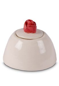 Petite urne funéraire en céramique « Rose » beige