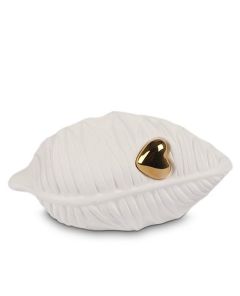 Mini-urne funéraire en forme de feuille avec cœur or