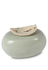 Mini urne funéraire en céramique « Lis » gris vert