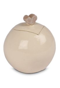 Mini urne funéraire en céramique avec cœur « Love » blanc antique