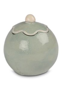 Mini urne funéraire en céramique « Fleur » gris vert