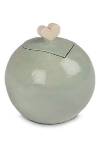 Mini urne funéraire en céramique avec cœur « Love » gris vert