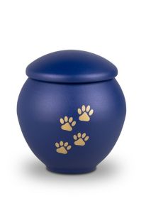 Urne-animal bleu avec impression de pattes or