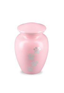 Urne funéraire pour animal rose avec empreintes, différentes tailles