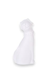 Urne pour chien assis en porcelaine de grès blanc satiné