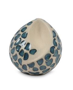 Mini urne pour cendres en céramique en forme de goutte « Ohm » – vert-bleu