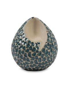 Mini urne funéraire en céramique en forme de goutte « Ohm » – vert-bleu