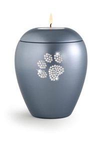 Urne-animal « Empreinte de patte Swarovski » avec bougeoir (couleurs et dimensions différentes)