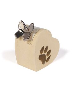 Urne-animal cœur avec empreinte de patte « Papillon »