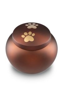 Urne funéraire pour animal brun mat avec 2 empreintes dorées, différentes tailles