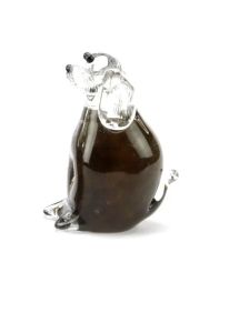 Mini-urne en verre cristal « Chien » brun
