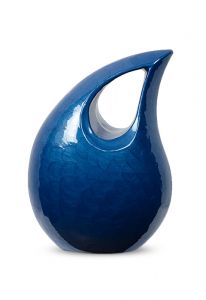 Urne pour cendres en aluminium 'Larme' bleue