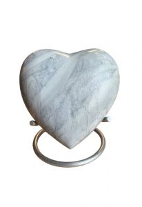 Petite urne funéraire coeur 'Elegance' aspect marbre (avec support)