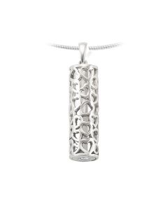 Pendentif memoire argent (925) 'Tube avec coeurs'