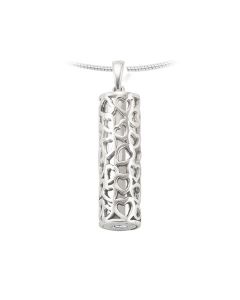 Pendentif memoire argent (925) 'Tube avec coeurs'