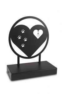 Statue pour cendres 'Cœur avec pattes de chien' avec pendentif en verre