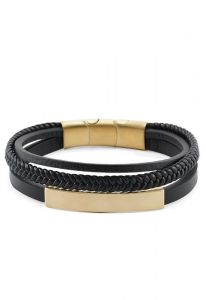 Bracelet porte-cendre en cuir noir/bronze