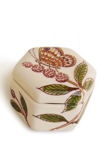Boîte / reliquaire cinéraire peinte à la main Papillon sur arbrisseau de papillon