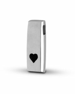 Pendentif cinéraire rectangulaire avec cœur en argent 925