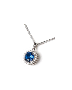 Pendentif cendres avec pierre bleue et pierres de zircone